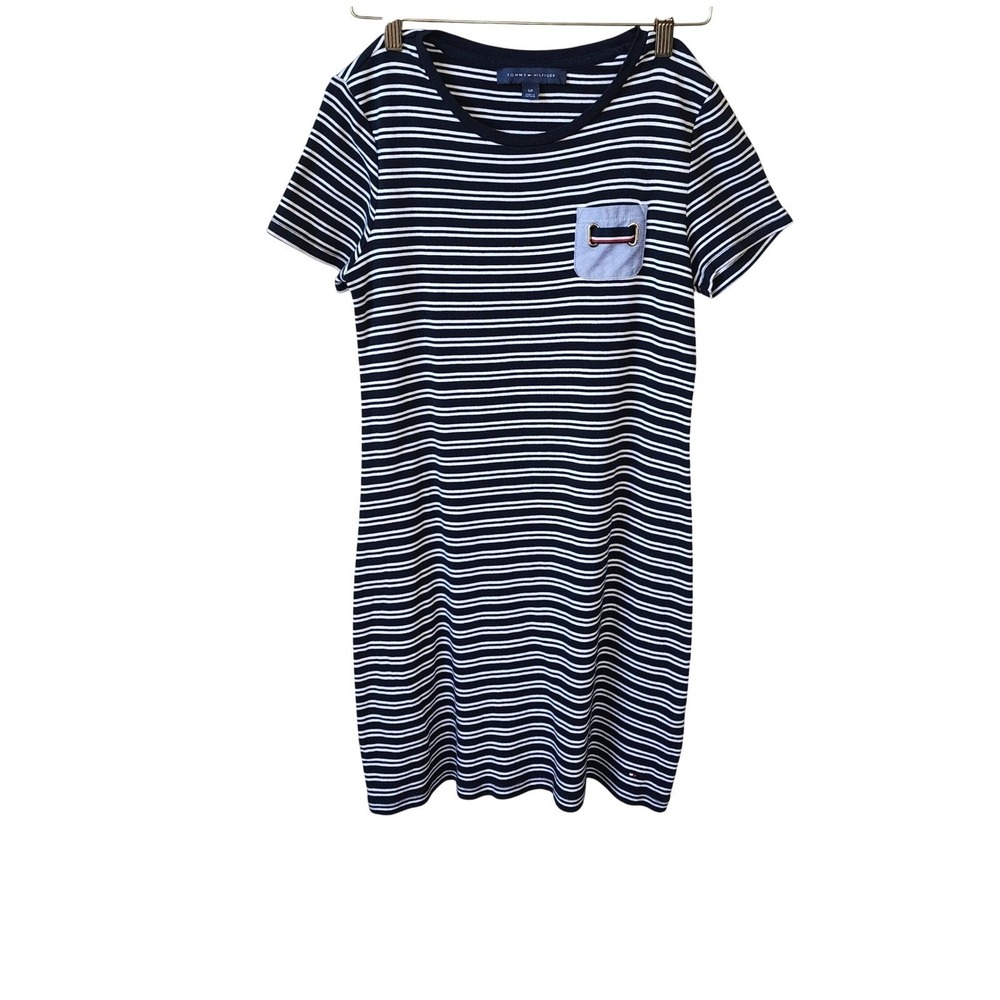 Tommy Hilfiger Womens Coastal Navy Striped Shirt Dress Nautical Preppy, Small